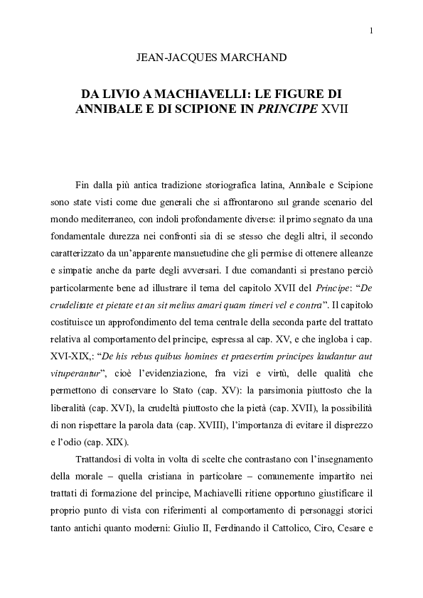(DOC) DA LIVIO A MACHIAVELLI LE FIGURE DI ANNIBALE E DI SCIPIONE IN