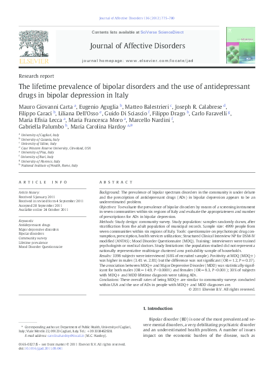 (PDF) The lifetime prevalence of bipolar disorders and the use of ...