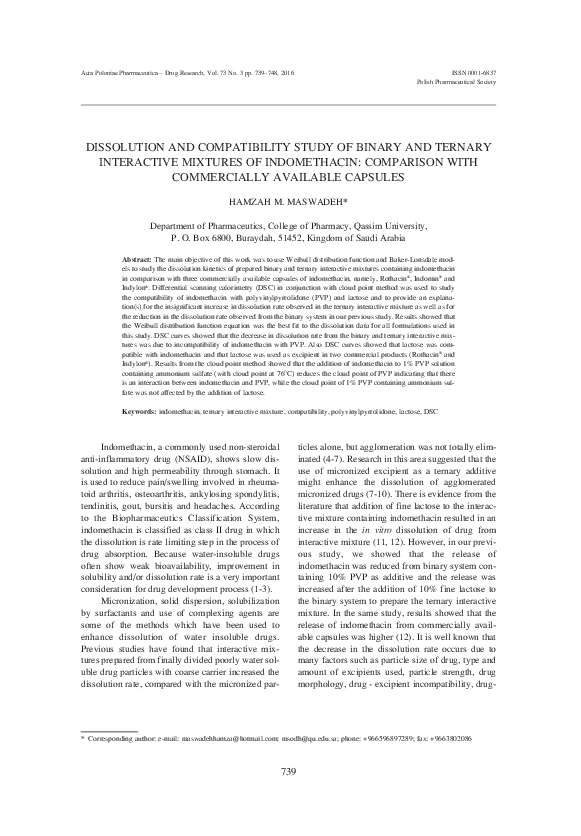 (PDF) DISSOLUTION AND COMPATIBILITY STUDY OF BINARY AND TERNARY
