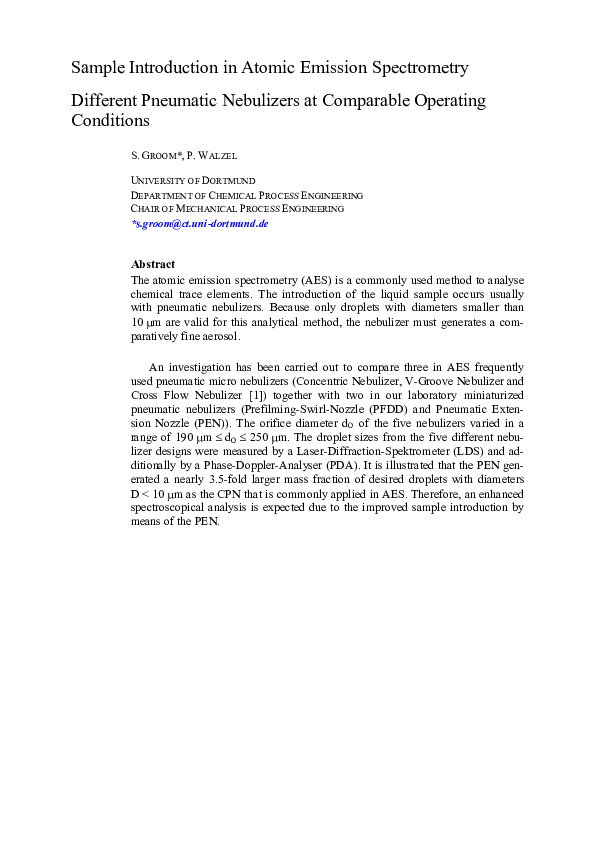 (PDF) Sample Introduction in Atomic Emission Spectrometry Different