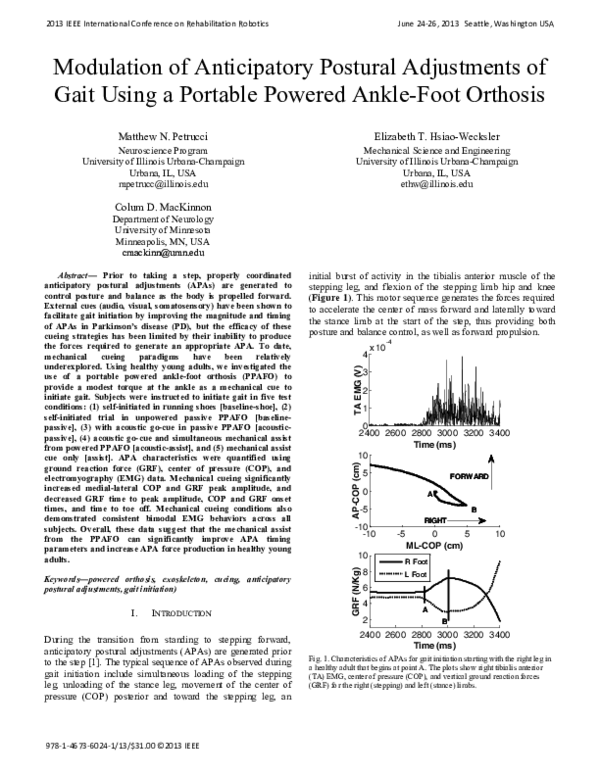 (PDF) Modulation of anticipatory postural adjustments in a complex task ...