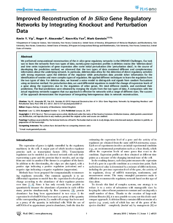 (PDF) Improved Reconstruction of In Silico Gene Regulatory Networks by ...
