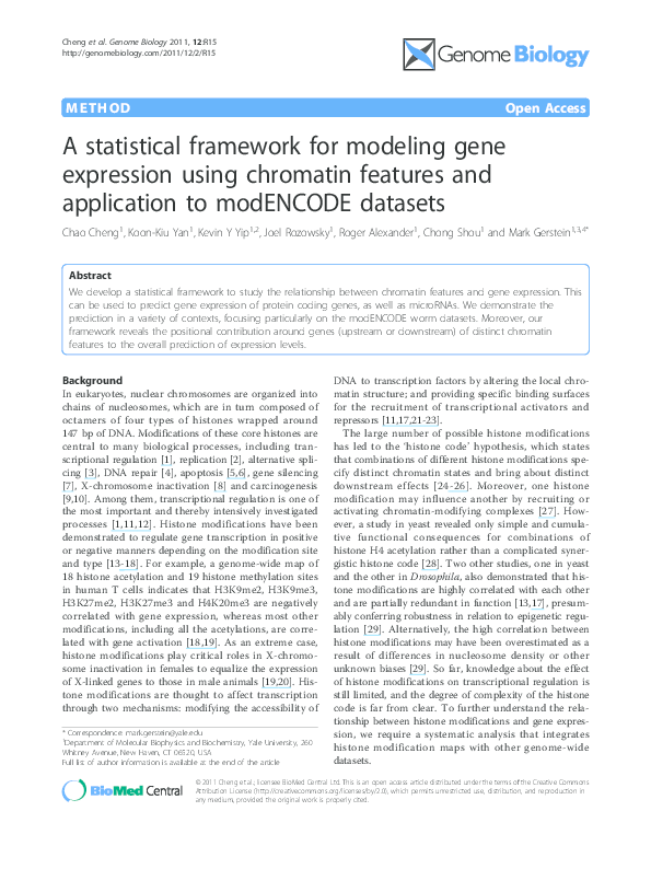 (PDF) A statistical framework for modeling gene expression using ...