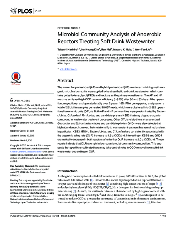 (PDF) Microbial community analysis of anaerobic reactors treating soft ...