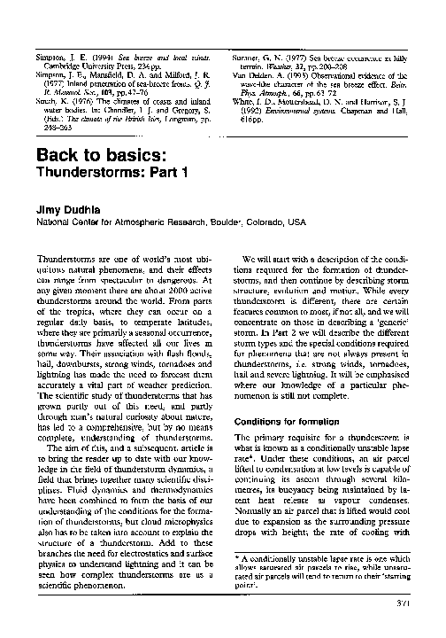 (PDF) Back to basics: thunderstorms: Part 1