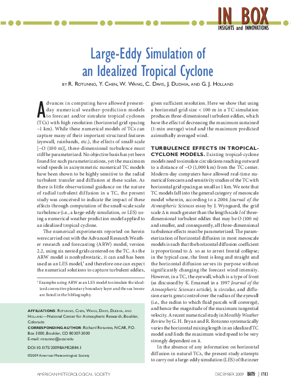 (PDF) Large-Eddy Simulation of an Idealized Tropical Cyclone