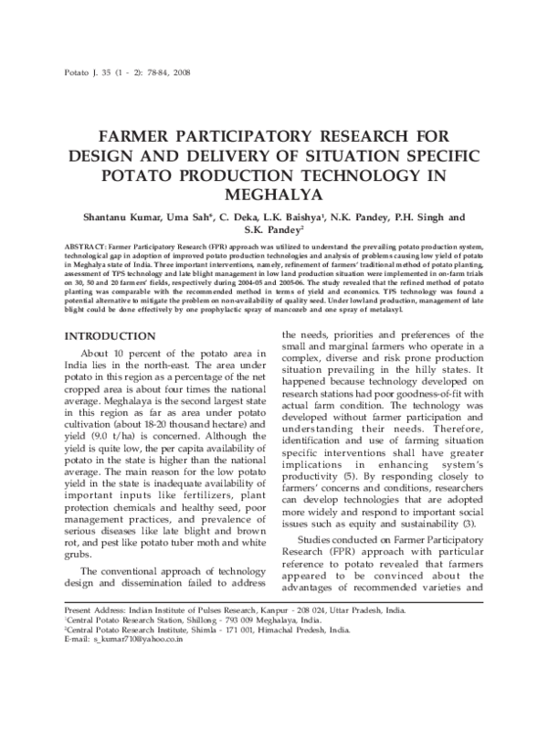 (PDF) Farmer Participatory Research for Design and Delivery of ...