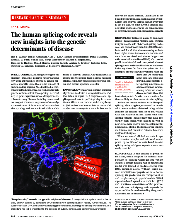 (PDF) RNA splicing. The human splicing code reveals new insights into ...