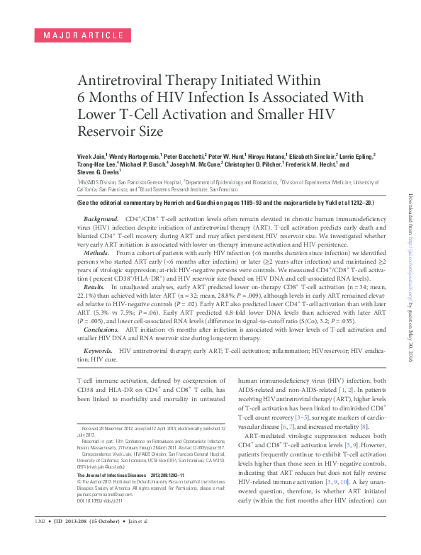 (PDF) Antiretroviral Therapy Initiated Within 6 Months of HIV Infection ...