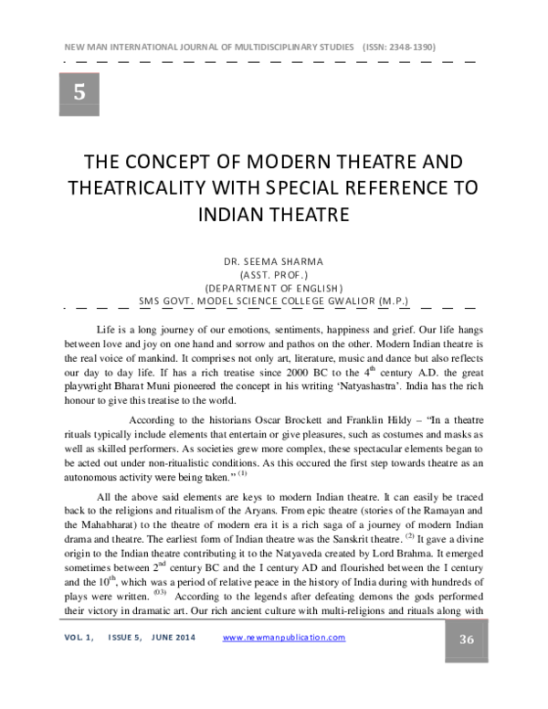 (PDF) 5 THE CONCEPT OF MODERN THEATRE AND THEATRICALITY WITH SPECIAL