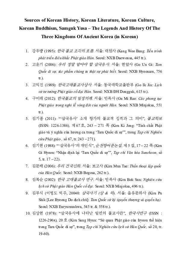 (DOC) Sources of Korean History, Korean Literature, Korean Culture