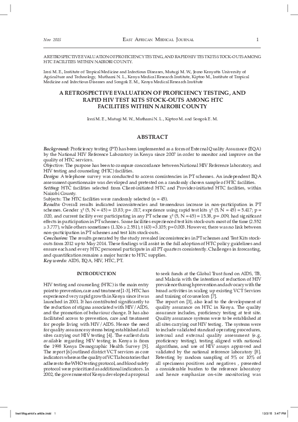 (PDF) A Retrospective Evaluation of Proficiency Testing
