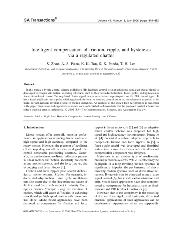 (PDF) Intelligent compensation of friction, ripple, and hysteresis via ...