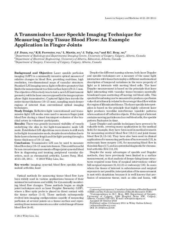 (PDF) A transmissive laser speckle imaging technique for measuring deep ...