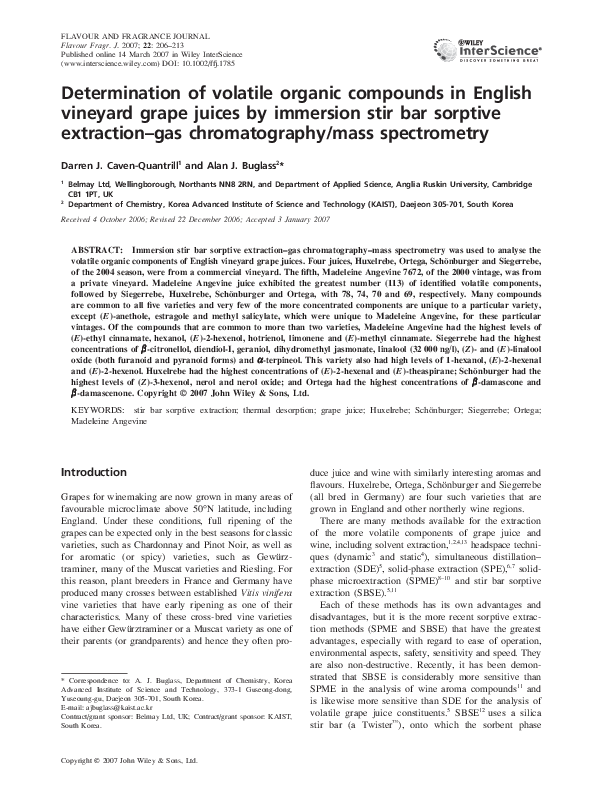 (PDF) Determination of Volatile Organic Compounds in Groundwater by GC Comparison Between