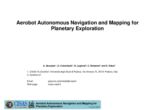 (PDF) Aerobot Autonomous Navigation and Mapping for Planetary Exploration