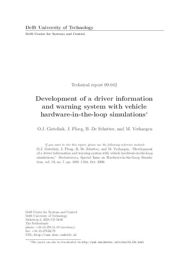 (PDF) Development of a driver information and warning system with ...