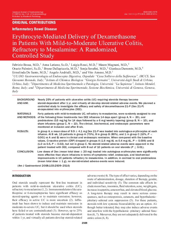 (PDF) Erythrocyte-mediated delivery of dexamethasone in patients with ...