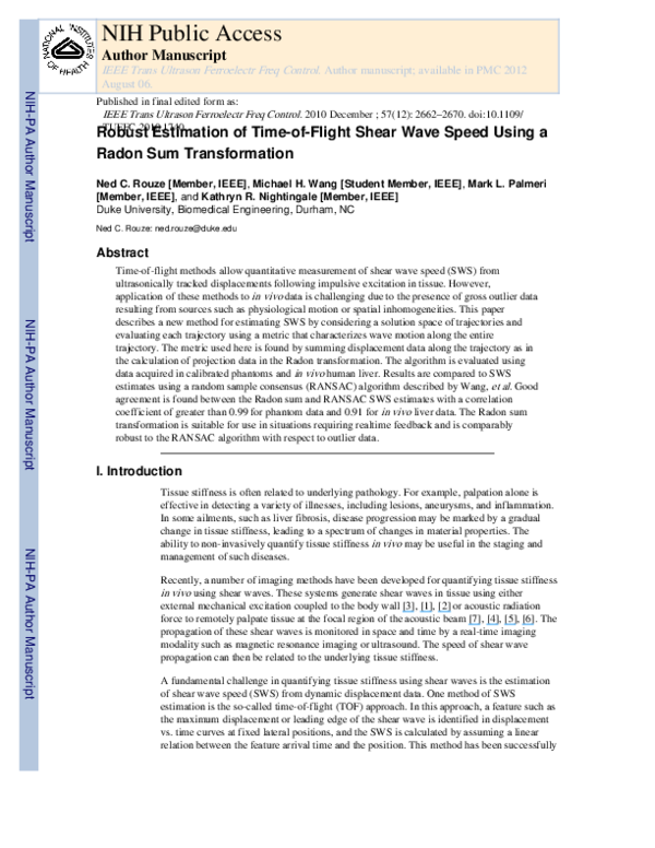 (PDF) Robust estimation of time-of-flight shear wave speed using a ...