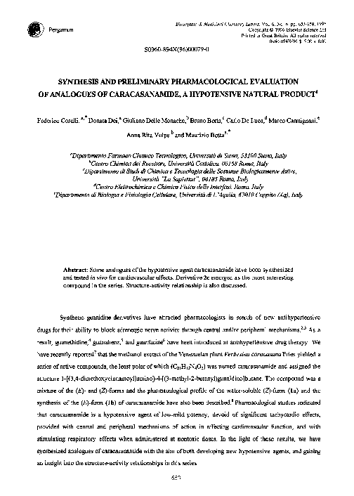(PDF) Synthesis and preliminary pharmacological evaluation of analogues ...