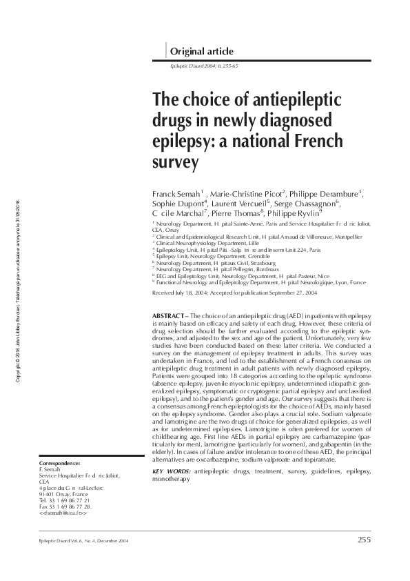 (PDF) The choice of antiepileptic drugs in newly diagnosed epilepsy: a ...