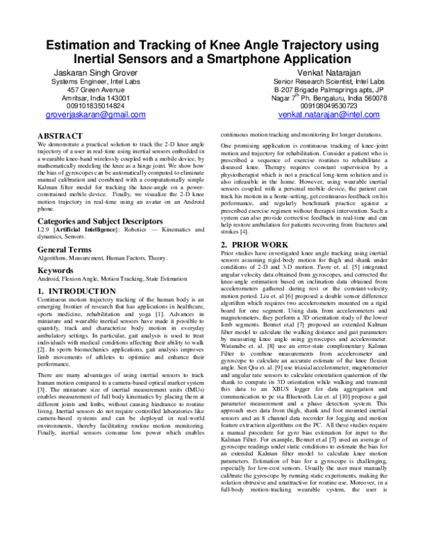 (PDF) Estimation and tracking of knee angle trajectory using inertial ...