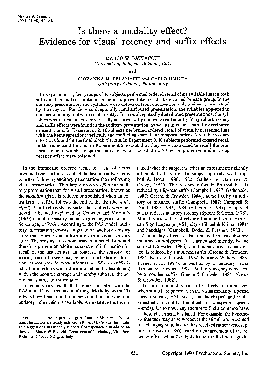 (PDF) Is there a modality effect? Evidence for visual recency and ...