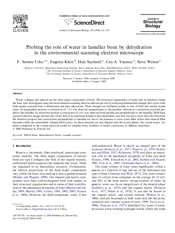 (PDF) Probing the role of water in lamellar bone by dehydration in the ...