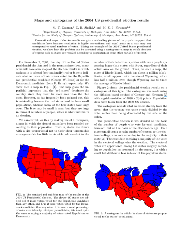 (PDF) MAPS AND CARTOGRAMS OF THE 2004 US PRESIDENTIAL ELECTION RESULTS