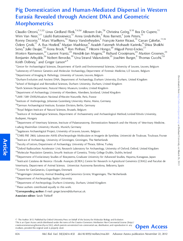 (PDF) Ancient DNA, pig domestication, and the spread of the Neolithic ...