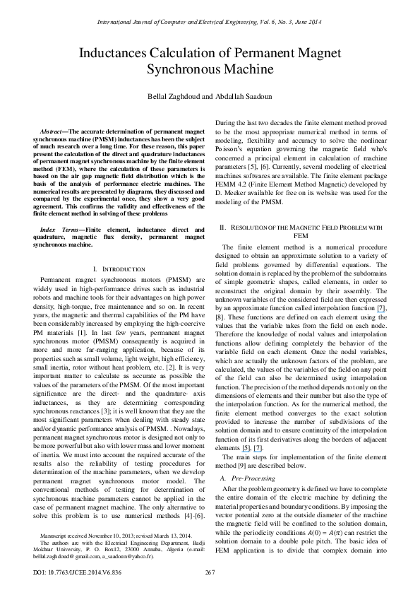 (PDF) Inductances Calculation of Permanent Magnet Synchronous Machine