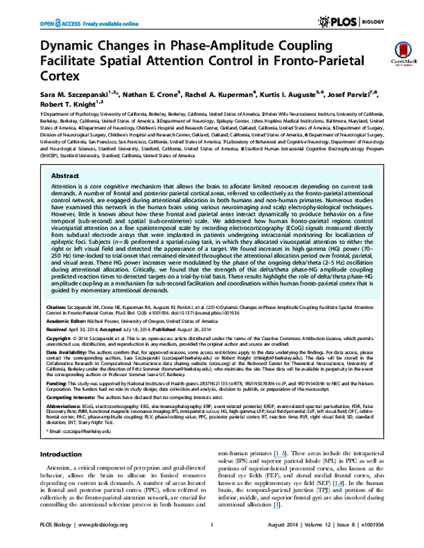 (PDF) Dynamic Changes in Phase-Amplitude Coupling Facilitate Spatial ...