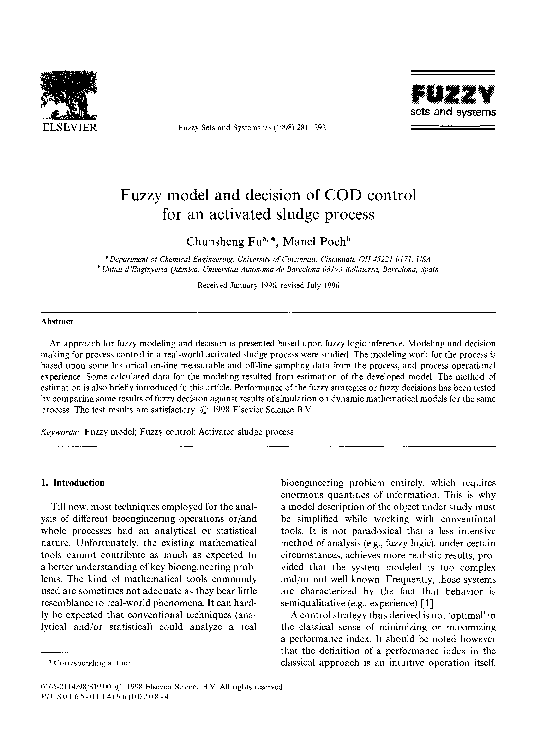 (PDF) Fuzzy model and decision of COD control for an activated sludge ...
