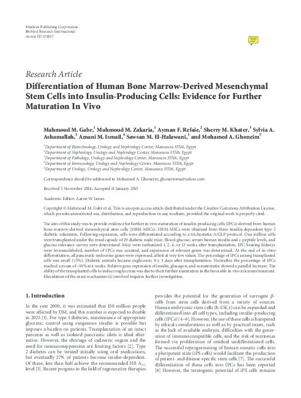 (PDF) Differentiation of Human Bone Marrow-Derived Mesenchymal Stem ...