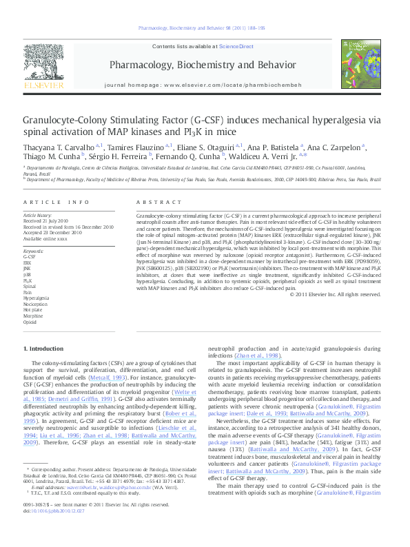 (PDF) Granulocyte Colony-Stimulating Factor (G-CSF) in the Mechanism of ...