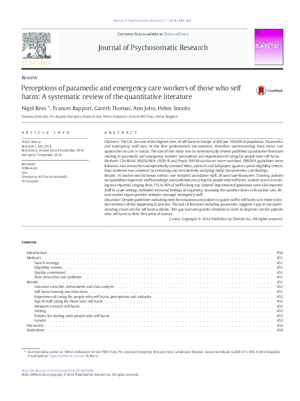 (PDF) A systematic review of rapid access models of care and their ...