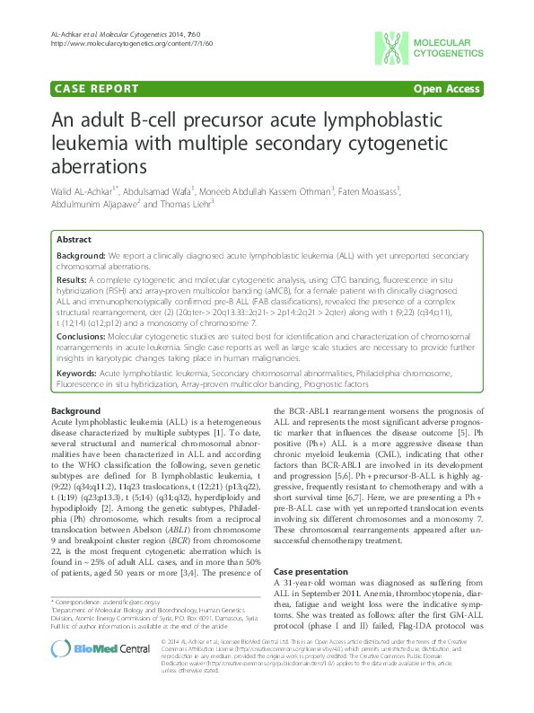 (PDF) An adult B-cell precursor acute lymphoblastic leukemia with ...