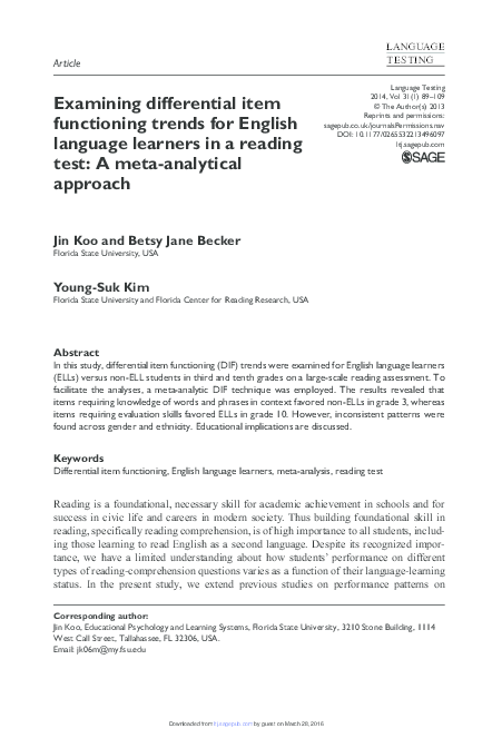 (PDF) Examining differential item functioning trends for English ...