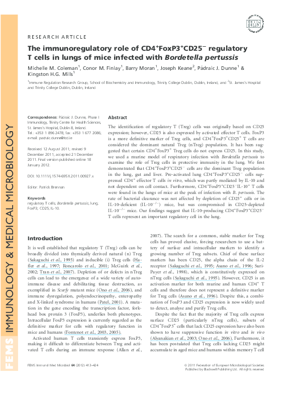 (PDF) The immunoregulatory role of CD4+FoxP3+CD25− regulatory T cells ...