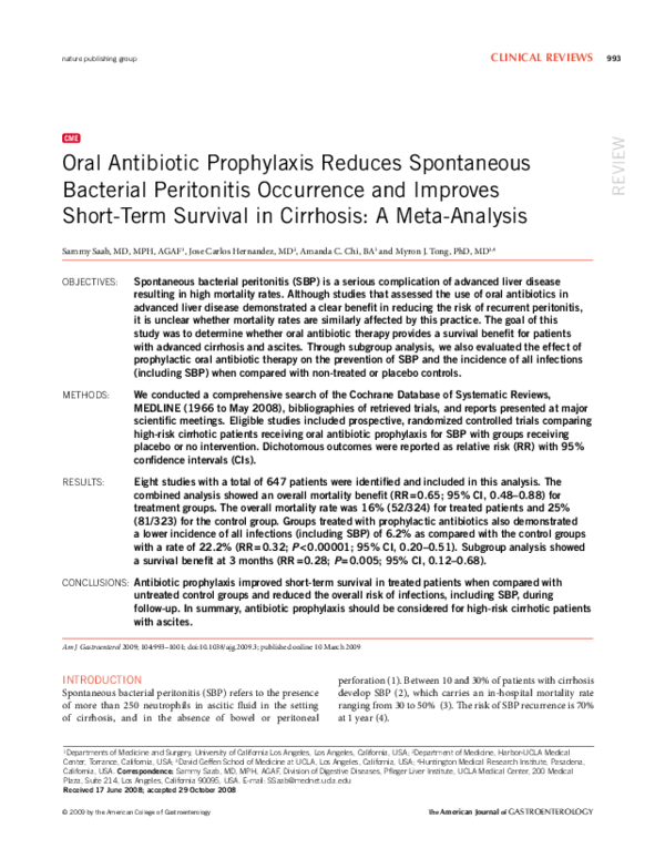 (PDF) Oral Antibiotic Prophylaxis Reduces Spontaneous Bacterial ...
