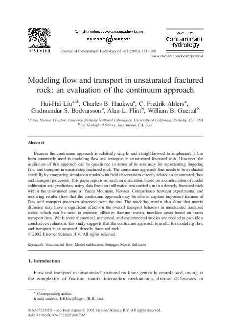 (PDF) Modeling flow and transport in unsaturated fractured rock: an ...