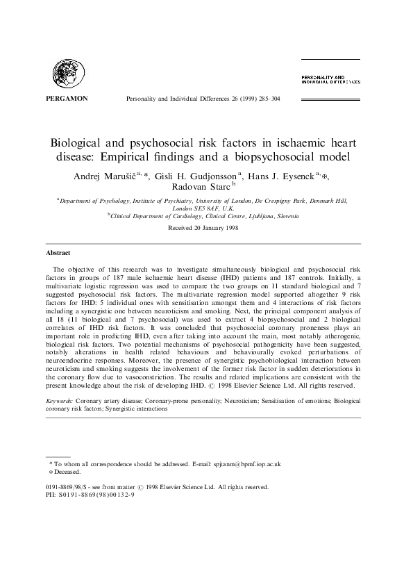 (PDF) Biological and psychosocial risk factors in ischaemic heart ...
