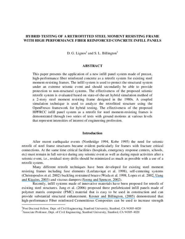 (PDF) Hybrid testing of a retrofitted steel moment resisting frame with ...