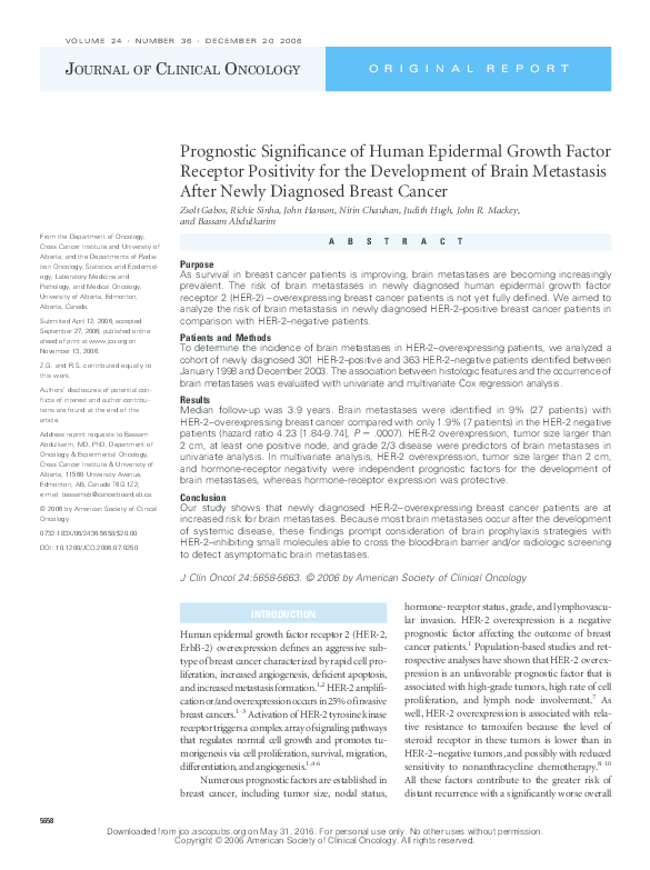 (PDF) Prognostic Significance of Human Epidermal Growth Factor Receptor ...