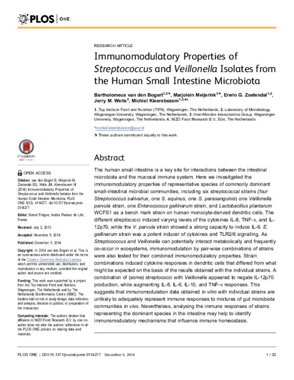 (PDF) Immunomodulatory Properties of Streptococcus and Veillonella ...