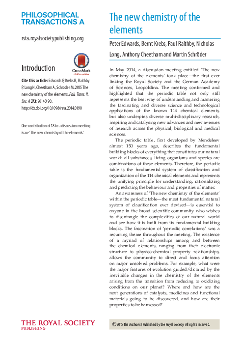 (PDF) The new chemistry of the elements