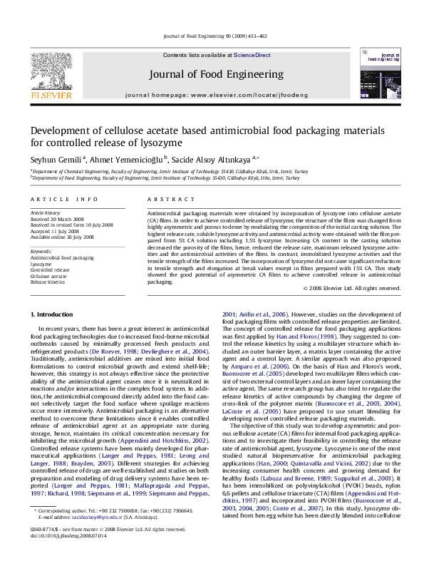 (PDF) Development of cellulose acetate based antimicrobial food ...