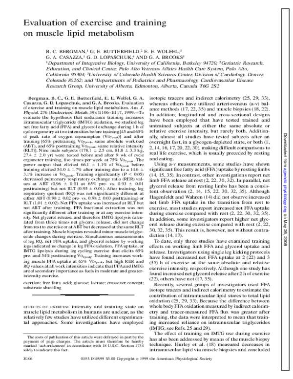 (PDF) An Evaluation of Exercise and Training on Muscle Lipid Metabolism