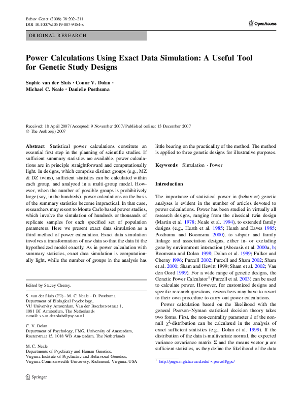 (PDF) Power Calculations Using Exact Data Simulation A Useful Tool for
