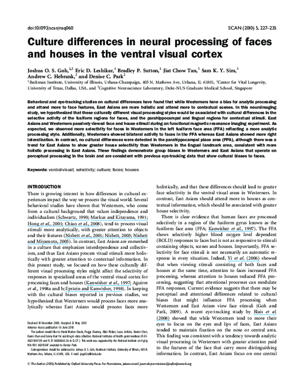 (PDF) Culture differences in neural processing of faces and houses in ...